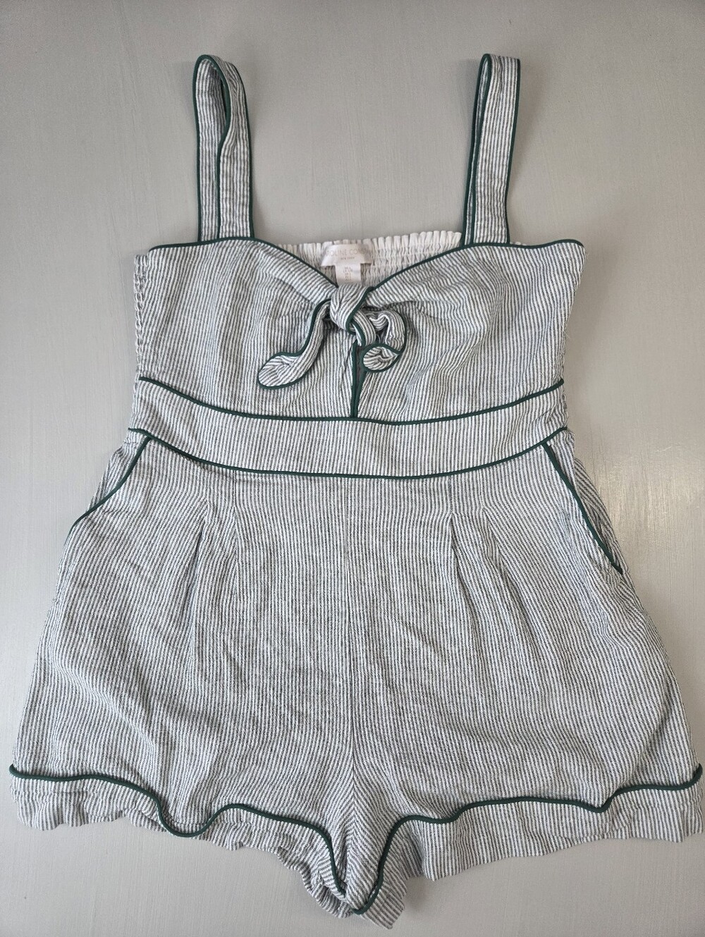 Caroline Constas Green Striped Romper